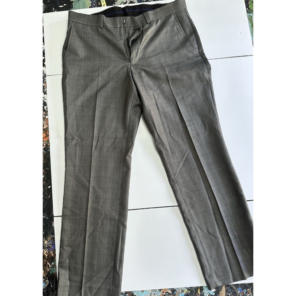 Billy London Men's Gray Dress Pants 34x29 Flat Front Career Suit Trousers